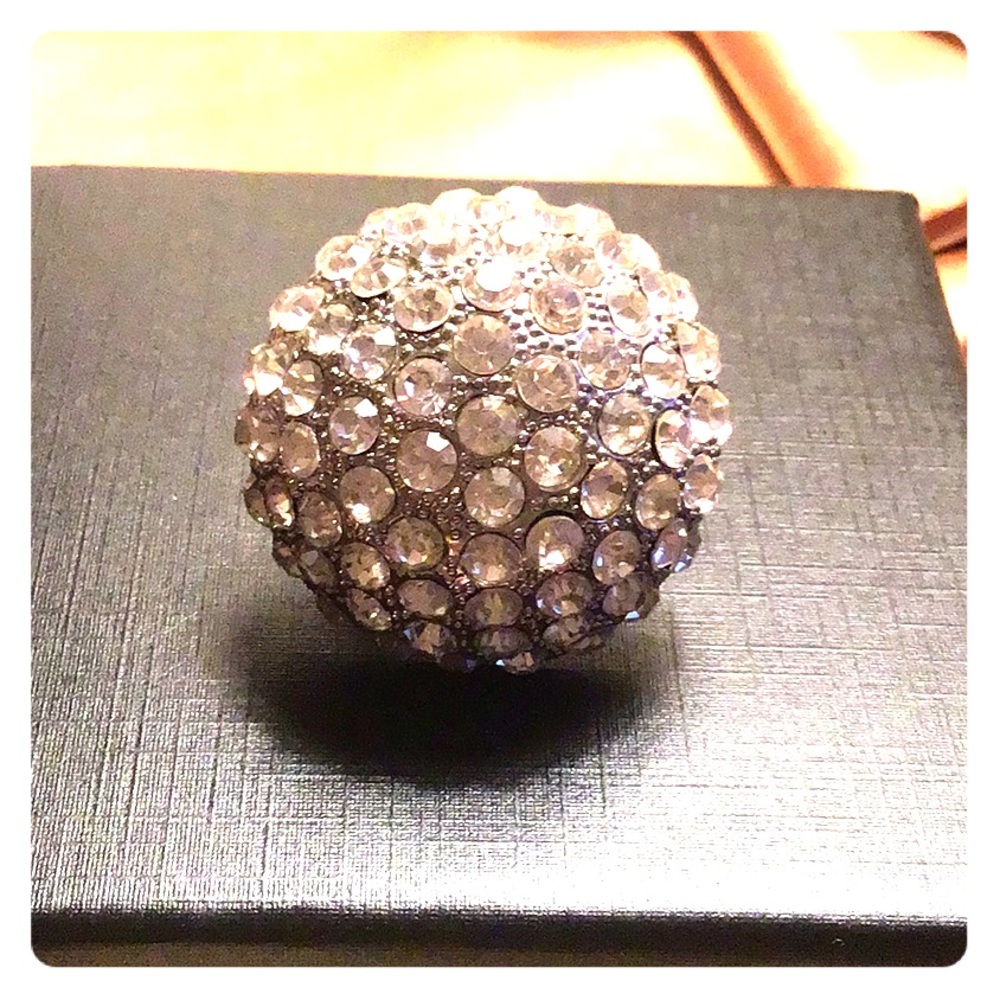 Vintage silver Clear Crystal faux stones Ring